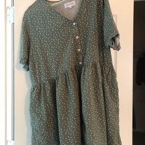 Tradlands Green Polka Dot Mini Dress